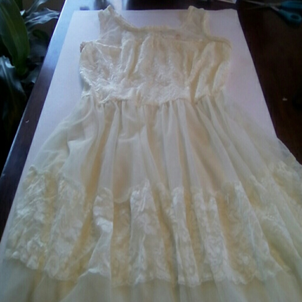 Women's Cream Lace Overlay Dress